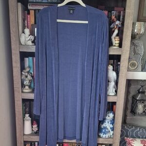 Elegant Blue Open Front Cardigan
